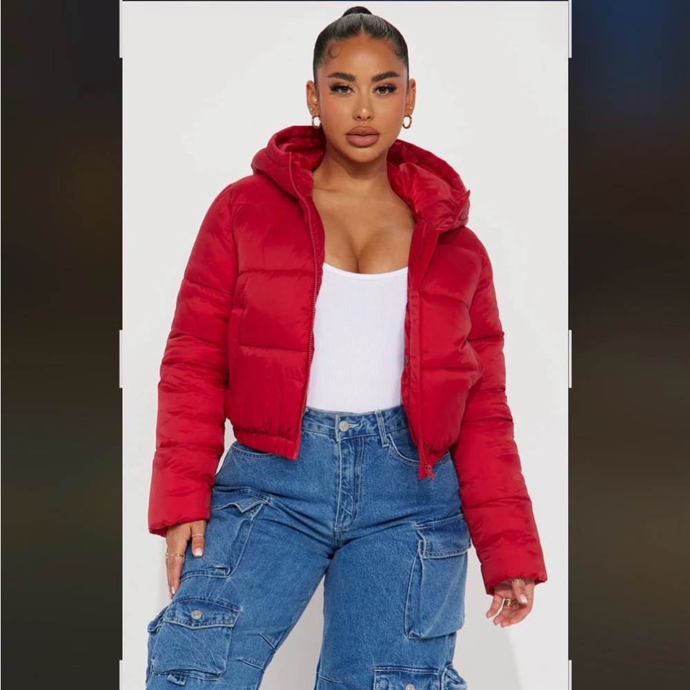 Fashion Nova Bold Red Puffer Jacket